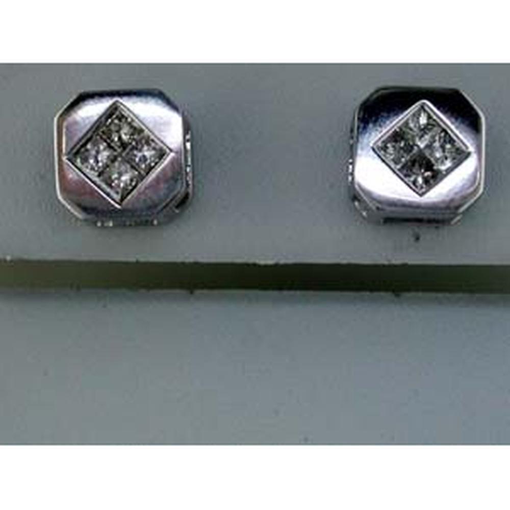 Royal 14K White Gold Princess Cut Diamond Earrings - 0.44 Carat Total Diamond Weight
