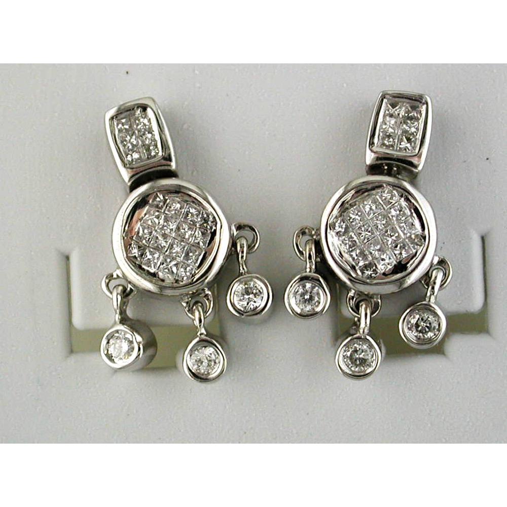 Royal 14K White Gold Princess Cut Diamond Earrings - 0.50 Carat Total Diamond Weight