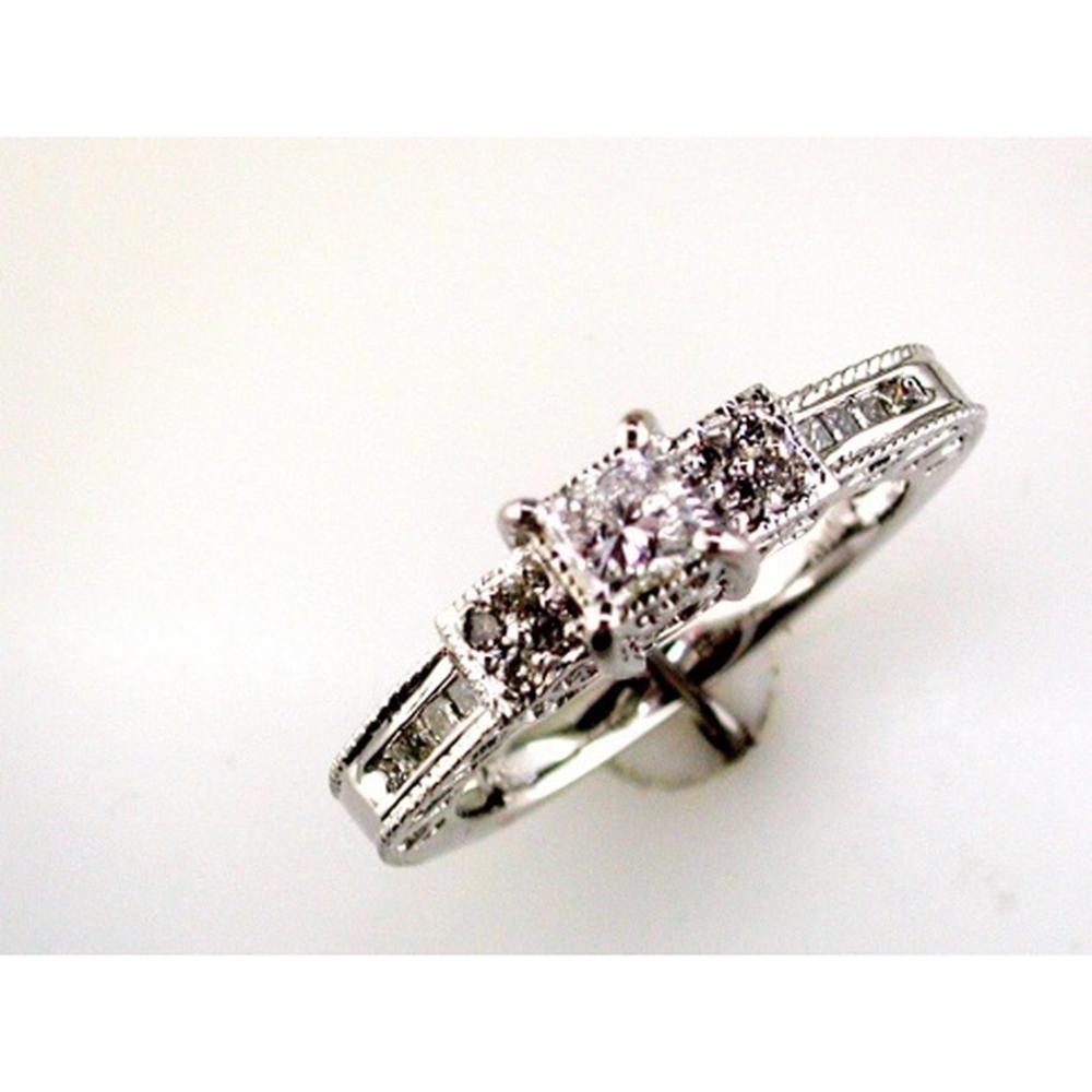 Royal 14K White Gold Princess-Cut Diamond Engagement Ring - 0.44 Carat Center