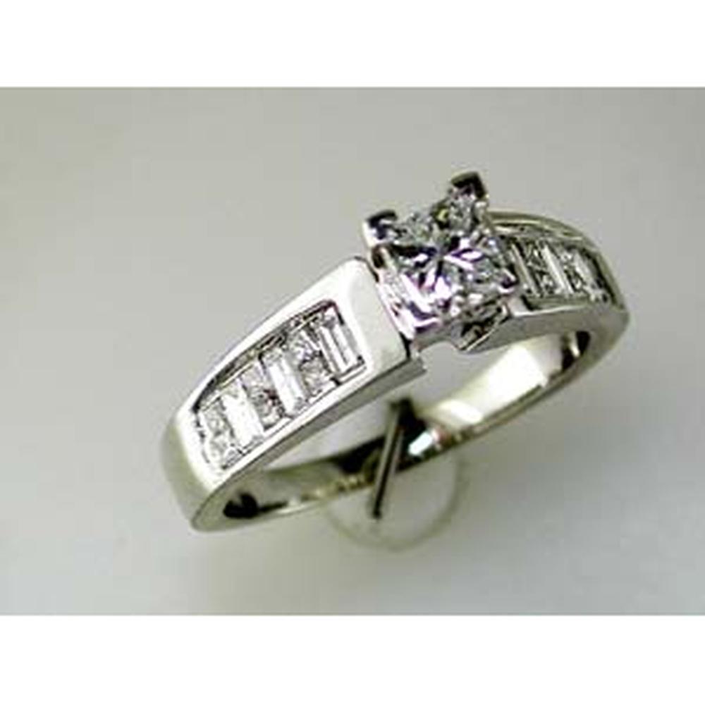Royal 14K White Gold Princess Cut Diamond Engagement Ring - 0.48 Carat Center