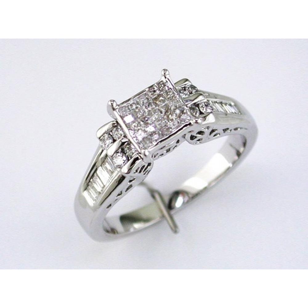 Royal 14K White Gold Princess Cut Diamond Engagement Ring - 0.50 Carat Total Diamond Weight