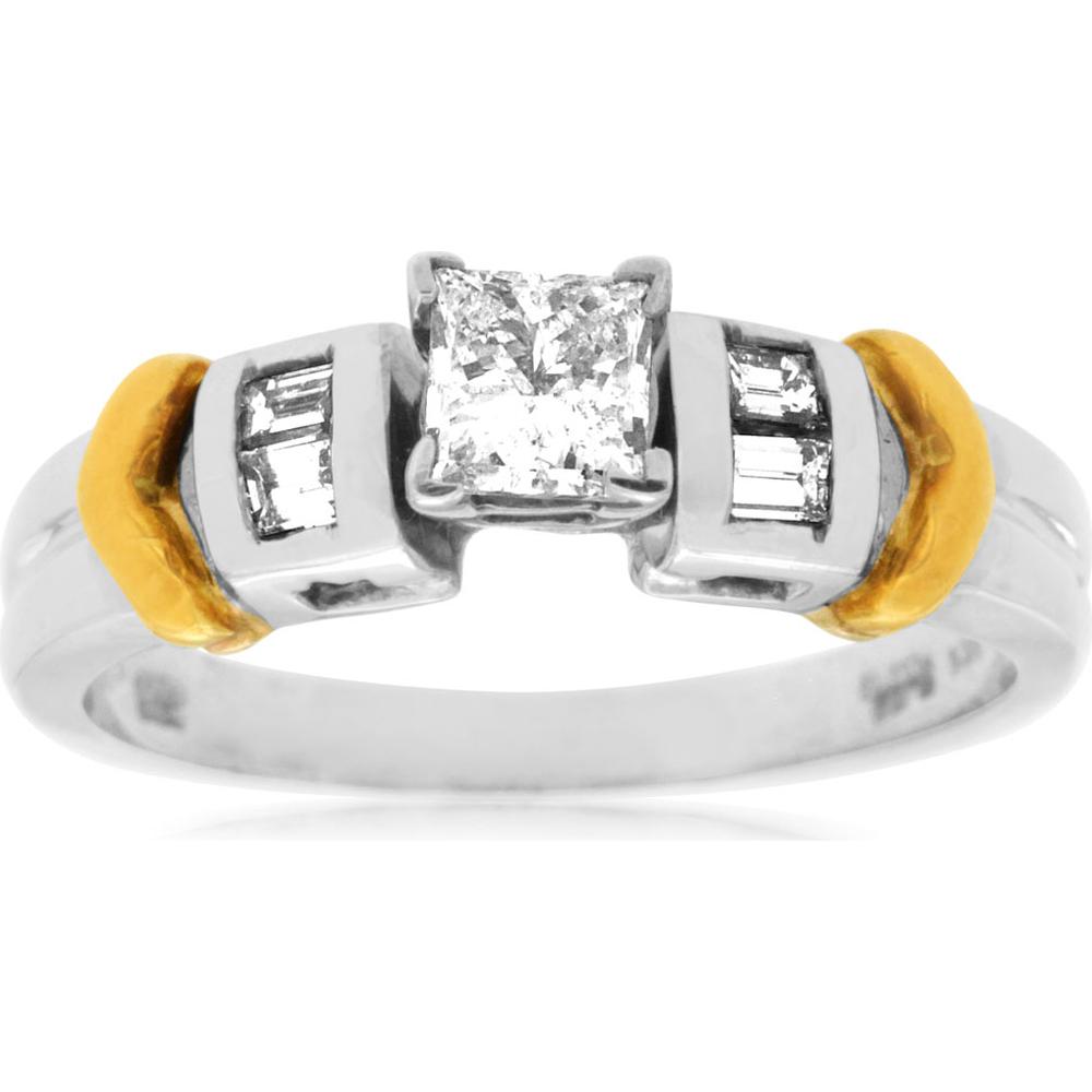 Royal 14K White Gold Princess Cut Diamond Engagement Ring - 0.66 Carat Total Diamond Weight