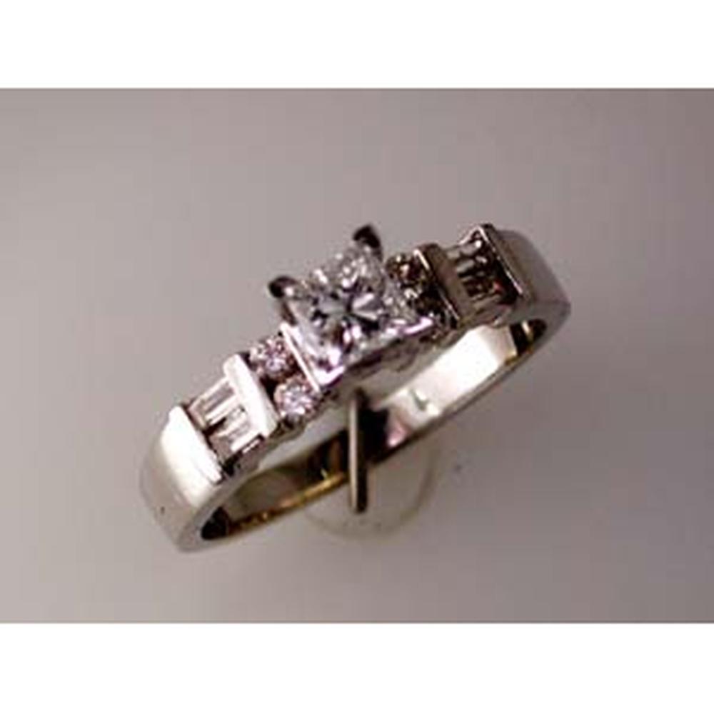 Royal 14K White Gold Princess-Cut Diamond Engagement Ring - 0.75 Carat Total Diamond Weight