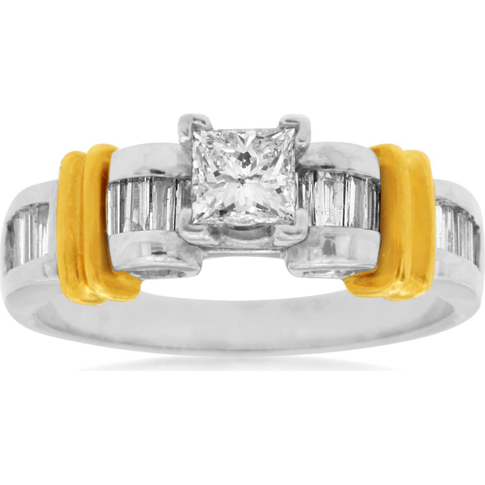 Royal 14K White Gold Princess-Cut Diamond Engagement Ring - 0.95 Carat Total Diamond Weight