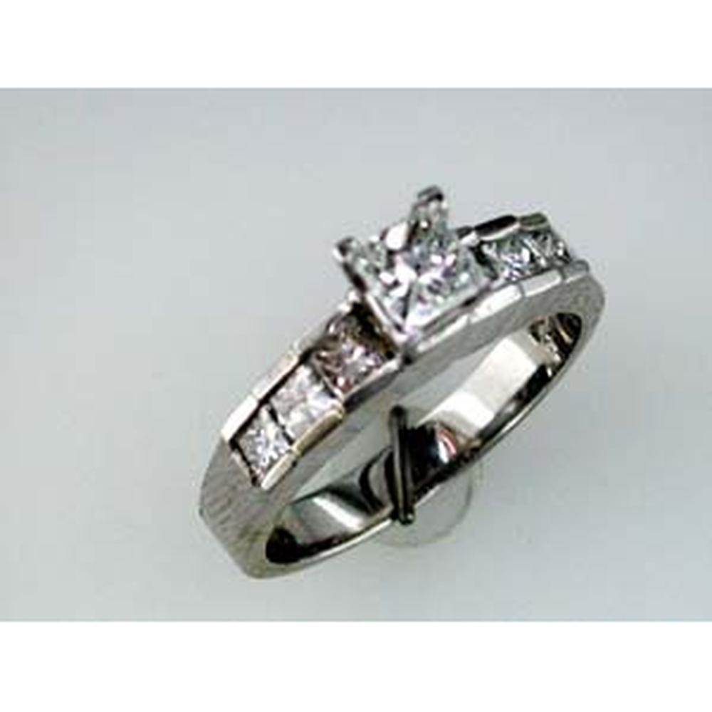 Royal 14K White Gold Princess Cut Diamond Engagement Ring - 1.15 Carat Total Diamond Weight