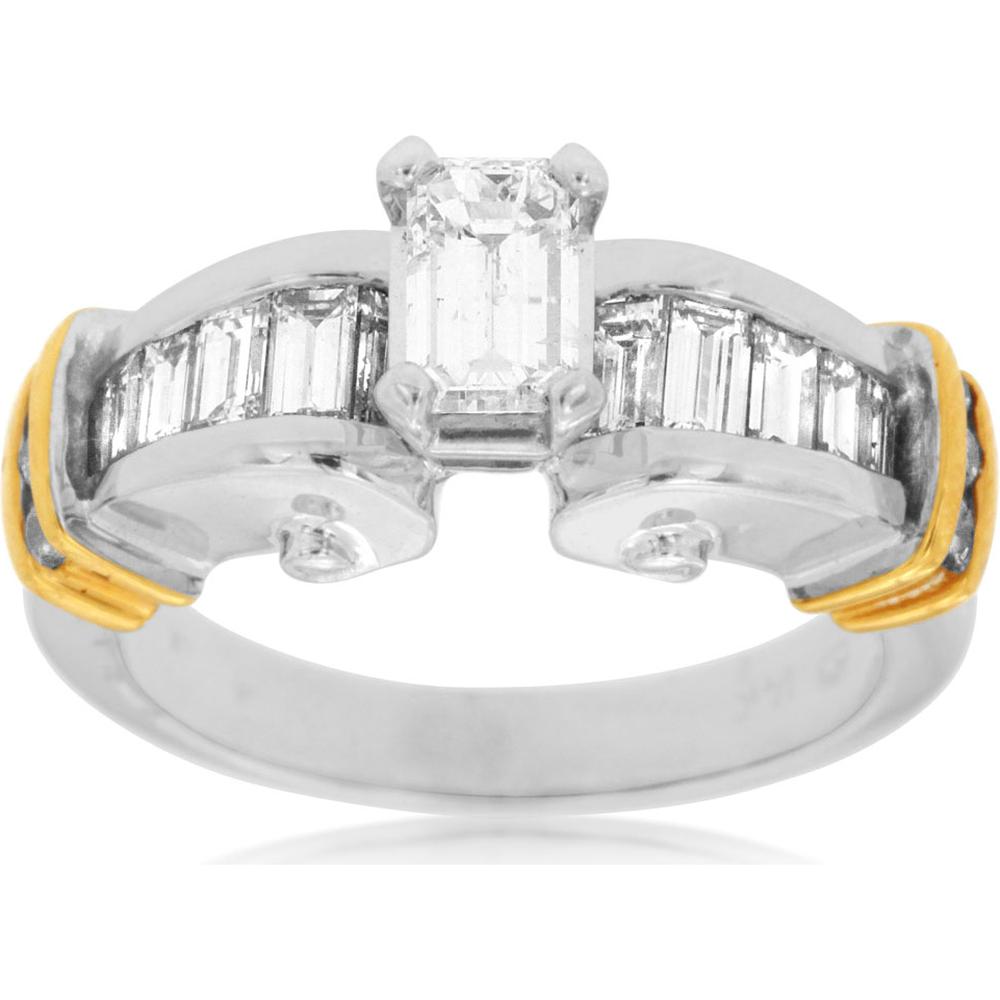 Royal 14K White Gold Princess Cut Diamond Engagement Ring - 1.41 Carat Total Diamond Weight