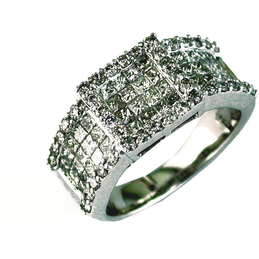 Royal 14K White Gold Princess Cut Diamond Engagement Ring - 2.15 Carat Total Diamond Weight