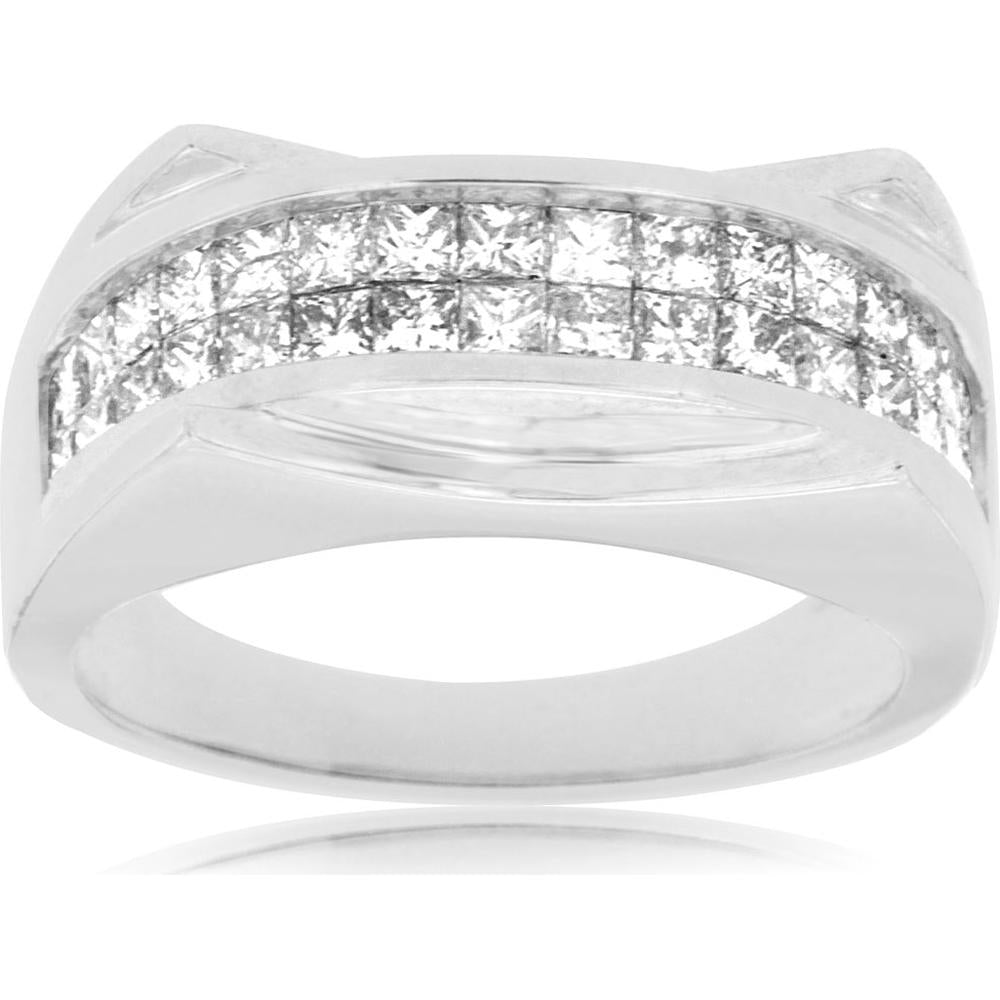 Royal 14K White Gold Princess Cut Diamond Ring - 1.00 Carat Total Diamond Weight