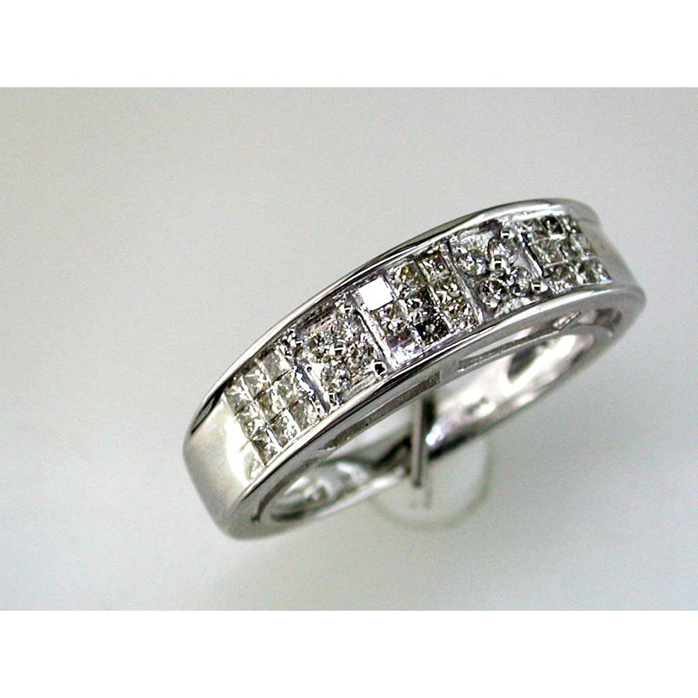 Royal 14K White Gold Princess Cut Diamond Wedding Ring - 0.52 Carat Total Diamond Weight