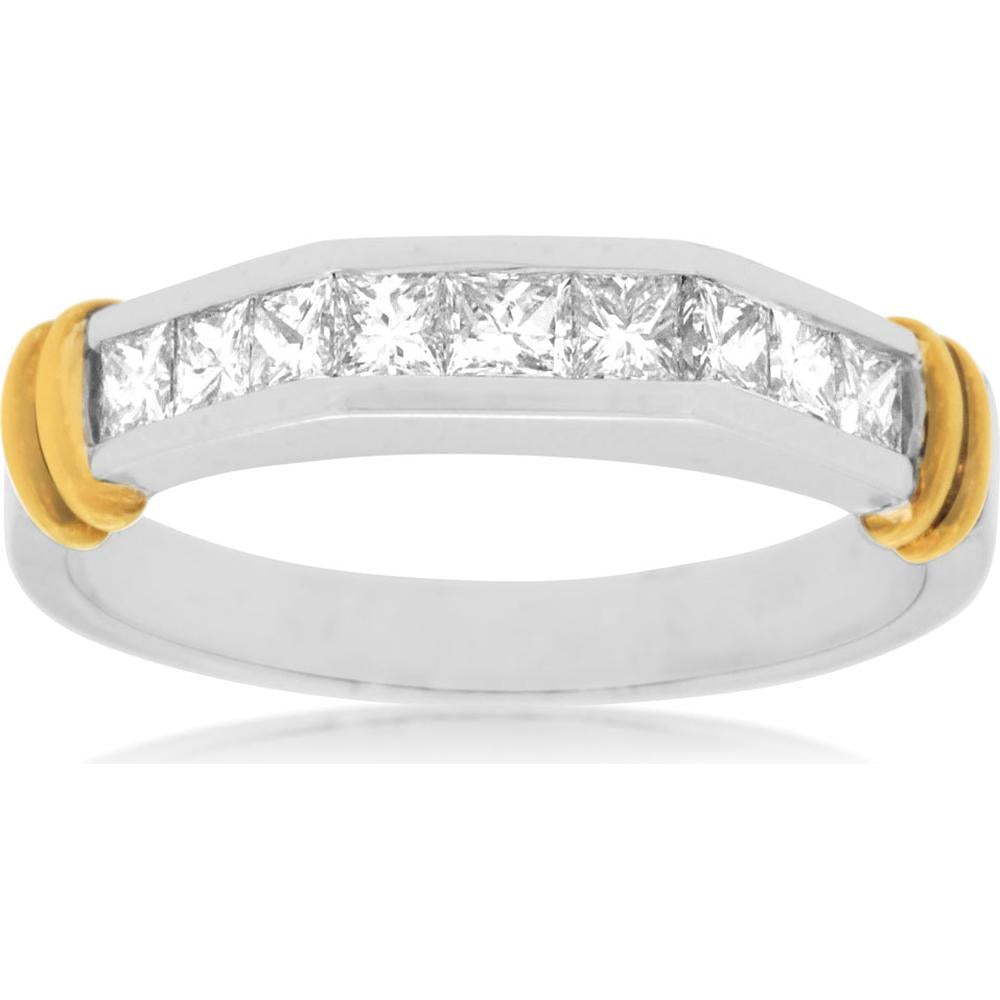 Royal 14K White Gold Princess Cut Diamond Wedding Ring - 0.68 Carat Total Diamond Weight
