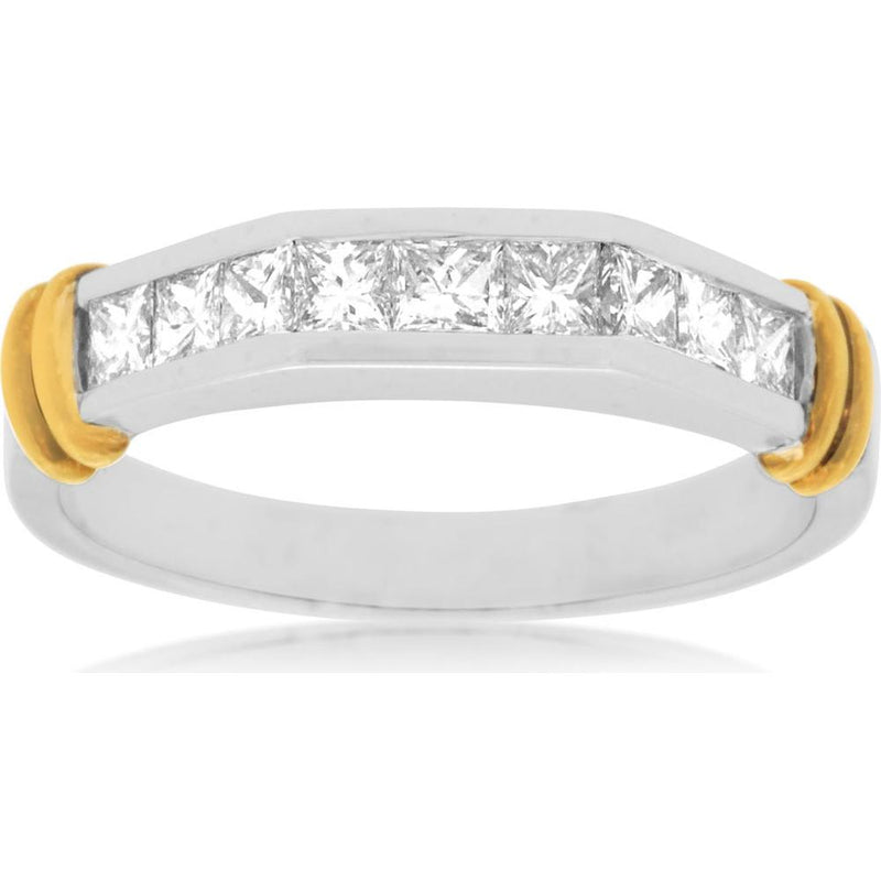 Royal 14K White Gold Princess Cut Diamond Wedding Ring - 0.68 Carat Total Diamond Weight