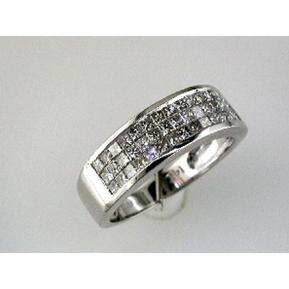 Royal 14K White Gold Princess Cut Diamond Wedding Ring - 1.00 Carat Total Diamond Weight