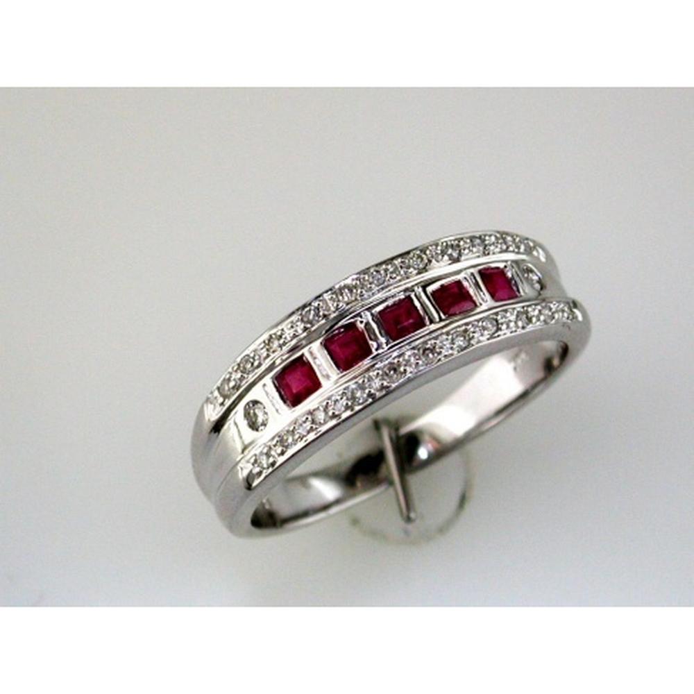 Royal 14K White Gold Princess-Cut Ruby & Diamond Halo Ring - 0.38 Carat Total Gem Weight