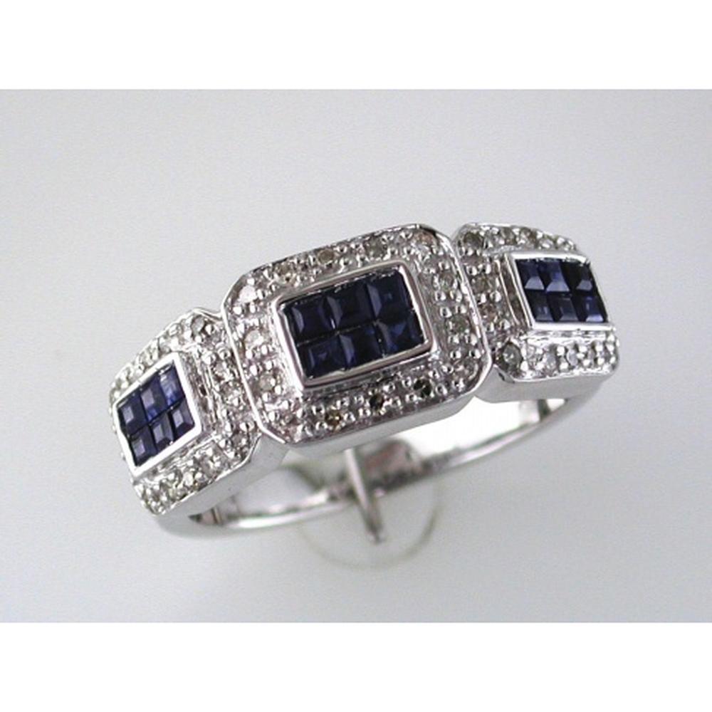 Royal 14K White Gold Princess Cut Sapphire & Diamond Ring - 0.52 Carat Sapphire, 0.20 Carat Diamonds
