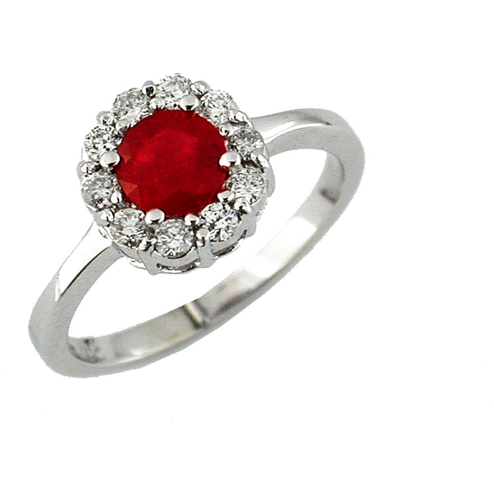 Royal 14K White Gold Princess Ruby & Diamond Ring - 1.10 Carat Total Gem Weight