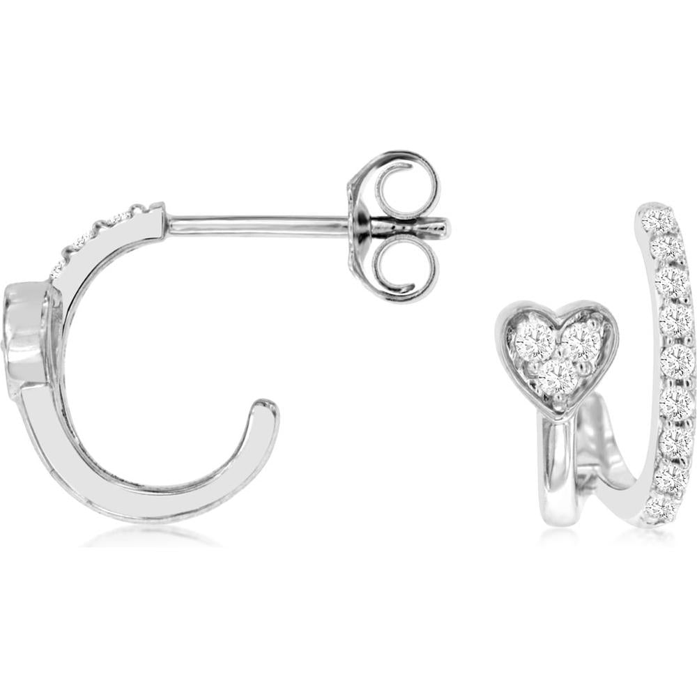 Royal 14K White Gold Radiant Sparkle Diamond Earrings - 0.24 Carat Total Diamond Weight