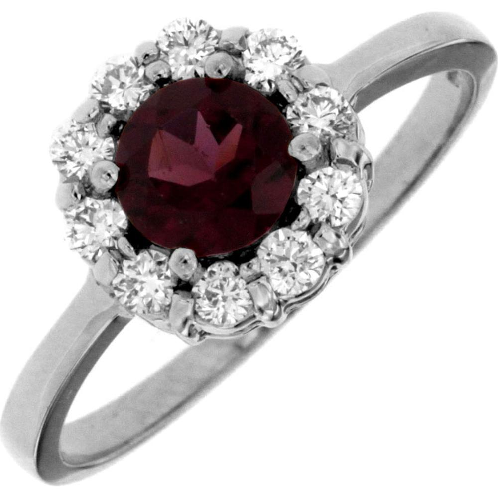 Royal 14K White Gold Rhodolite & Diamond Halo Ring - 1.05 Carats Total Gem Weight