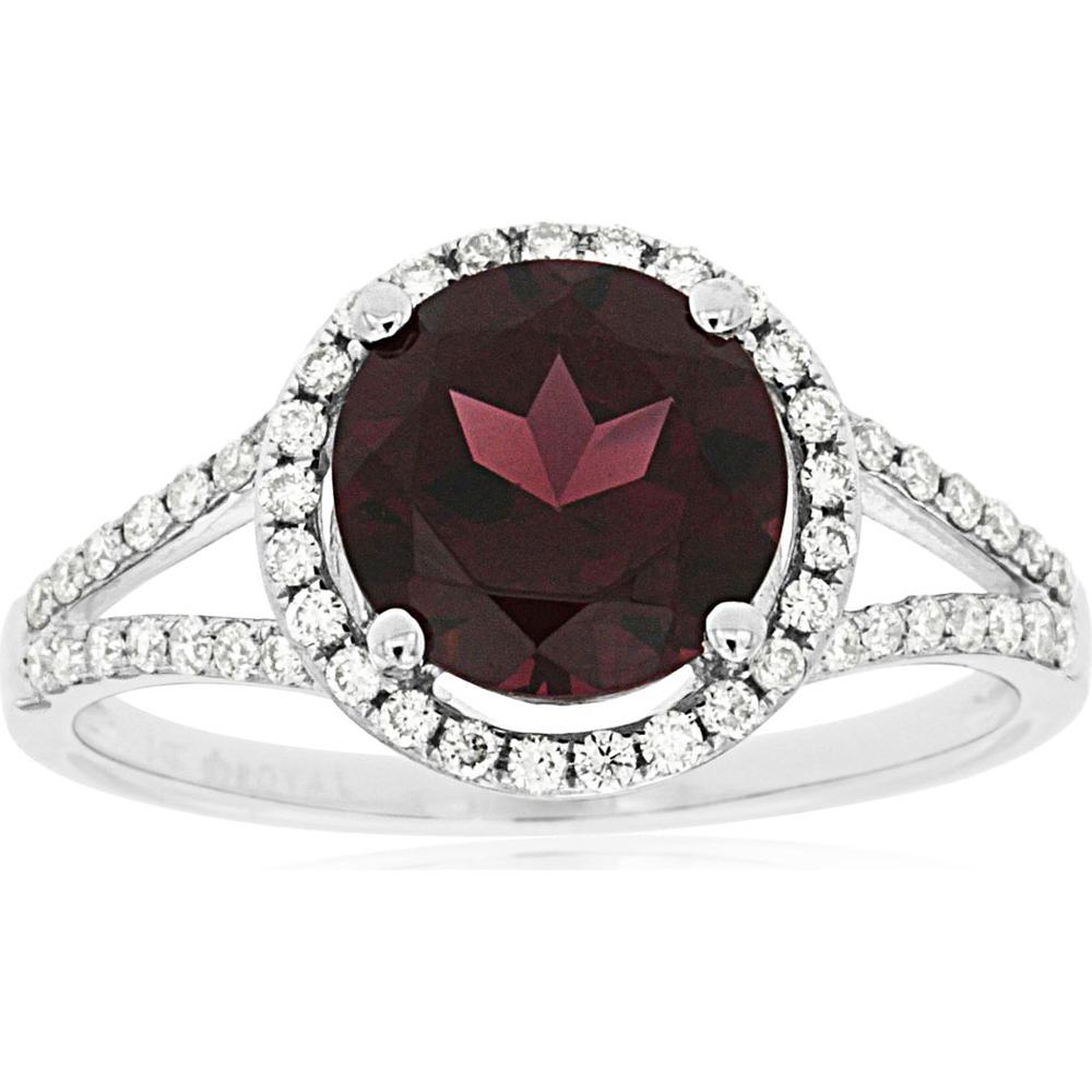 Royal 14K White Gold Rhodolite & Diamond Ring - 2.25 Carat Rhodolite, 0.31 Carat Diamond Total Weight