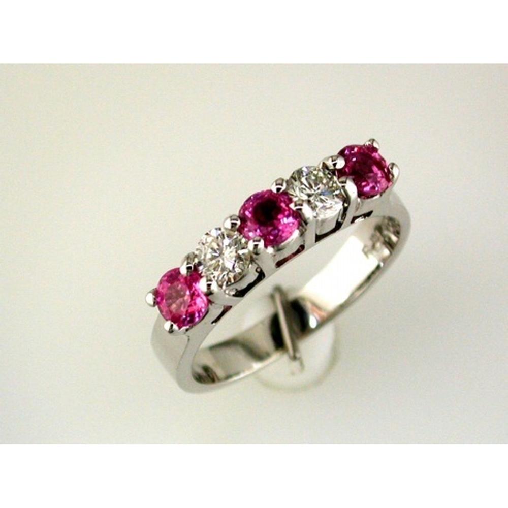 Royal 14K White Gold Ring with 0.90 Carat Pink Sapphires and 0.40 Carat Round Diamonds