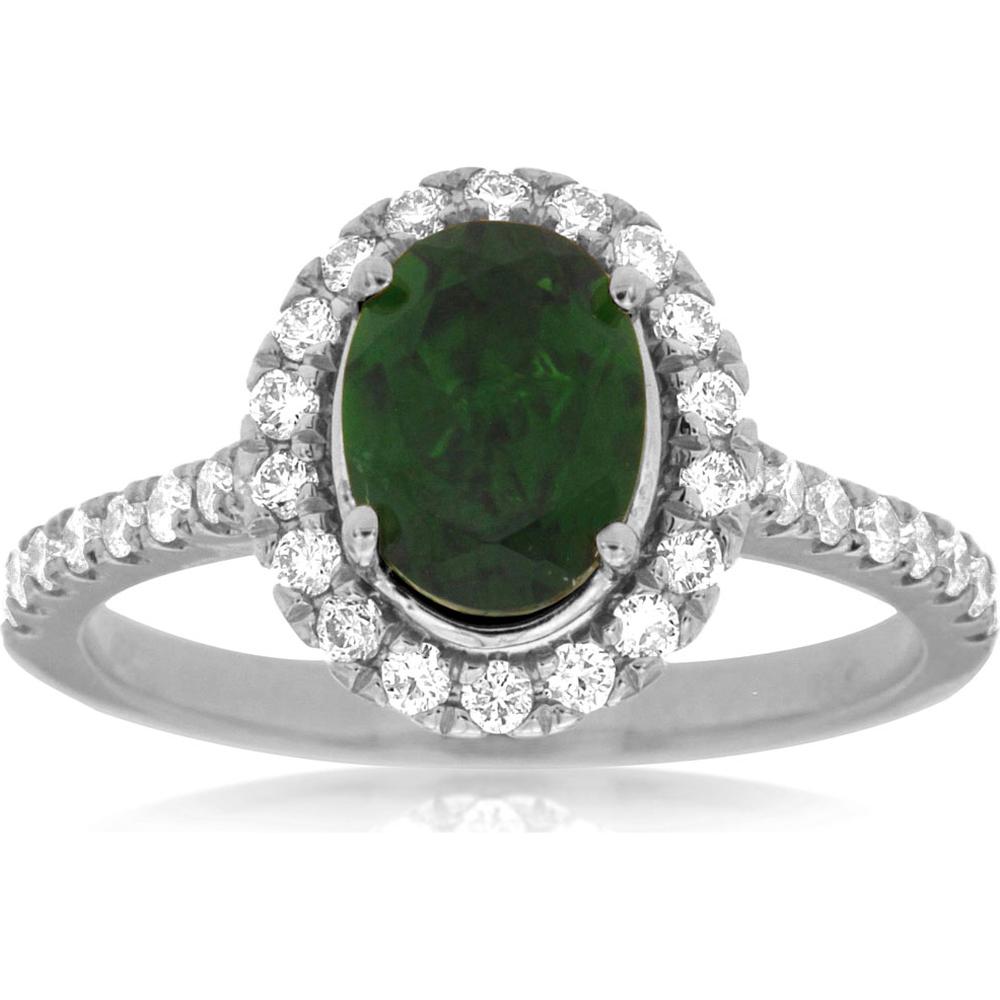 Royal 14K White Gold Ring with 1.30 Carat Oval Russalite and 0.50 Carat Diamonds
