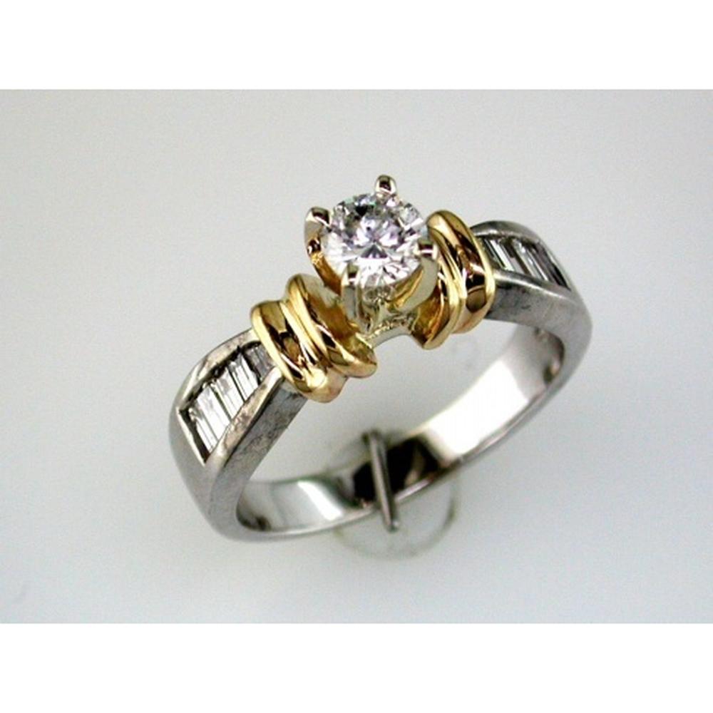 Royal 14K White Gold Round Cut Diamond Engagement Ring - 0.40 Carat Center, 0.33 Carat Total Diamond Weight