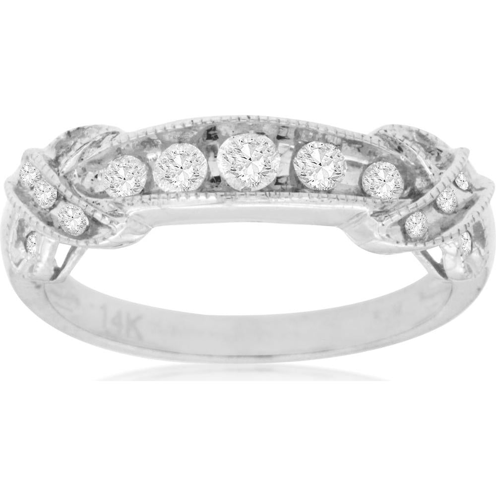 Royal 14K White Gold Round Cut Diamond Wedding Ring - 0.33 Carat Total Diamond Weight