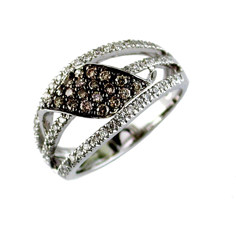 Royal 14K White Gold Round Diamond & Mocha Diamond Ring - 0.28 Carat Total Diamond Weight