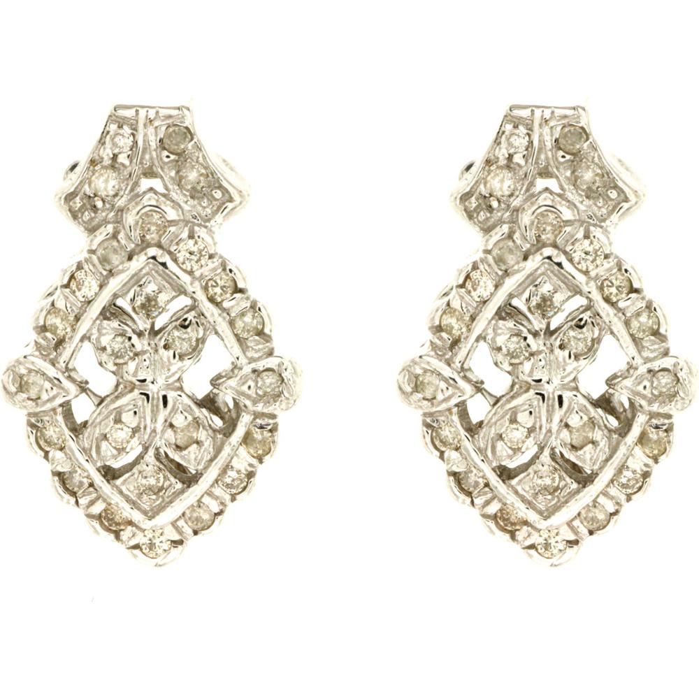 Royal 14K White Gold Round Diamond Earrings - 0.33 Carat Total Diamond Weight