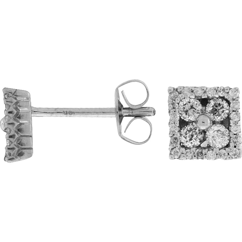 Royal 14K White Gold Round Diamond Earrings - 0.48 Carat Total Diamond Weight