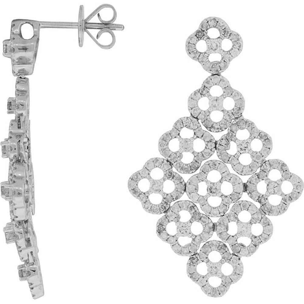 Royal 14K White Gold Round Diamond Earrings - 2.60 Carat Total Diamond Weight
