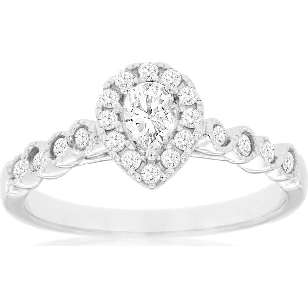 Royal 14K White Gold Round Diamond Engagement Ring - 0.50 Carat Total Diamond Weight