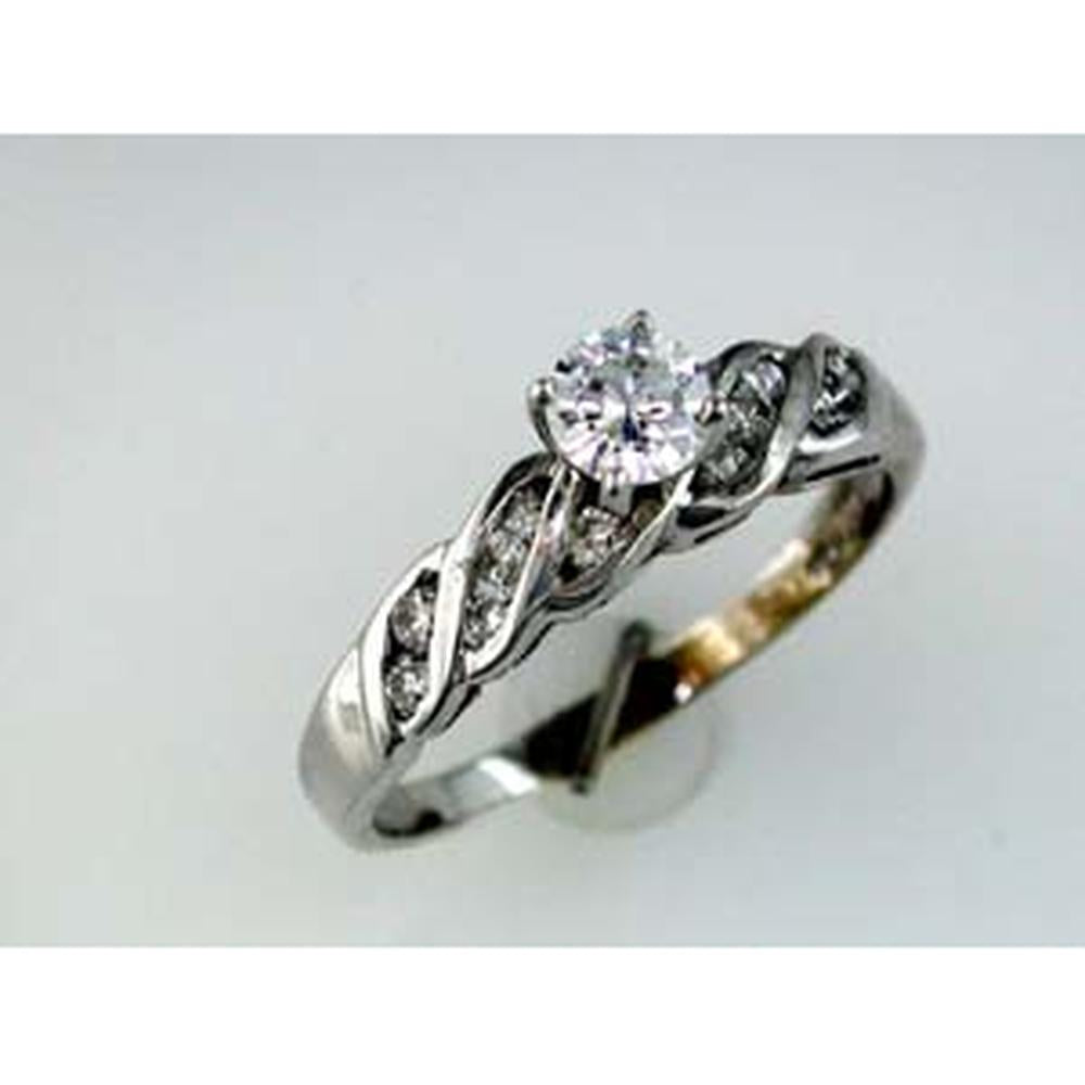 Royal 14K White Gold Round Diamond Engagement Ring - 0.58 Carat Total Diamond Weight