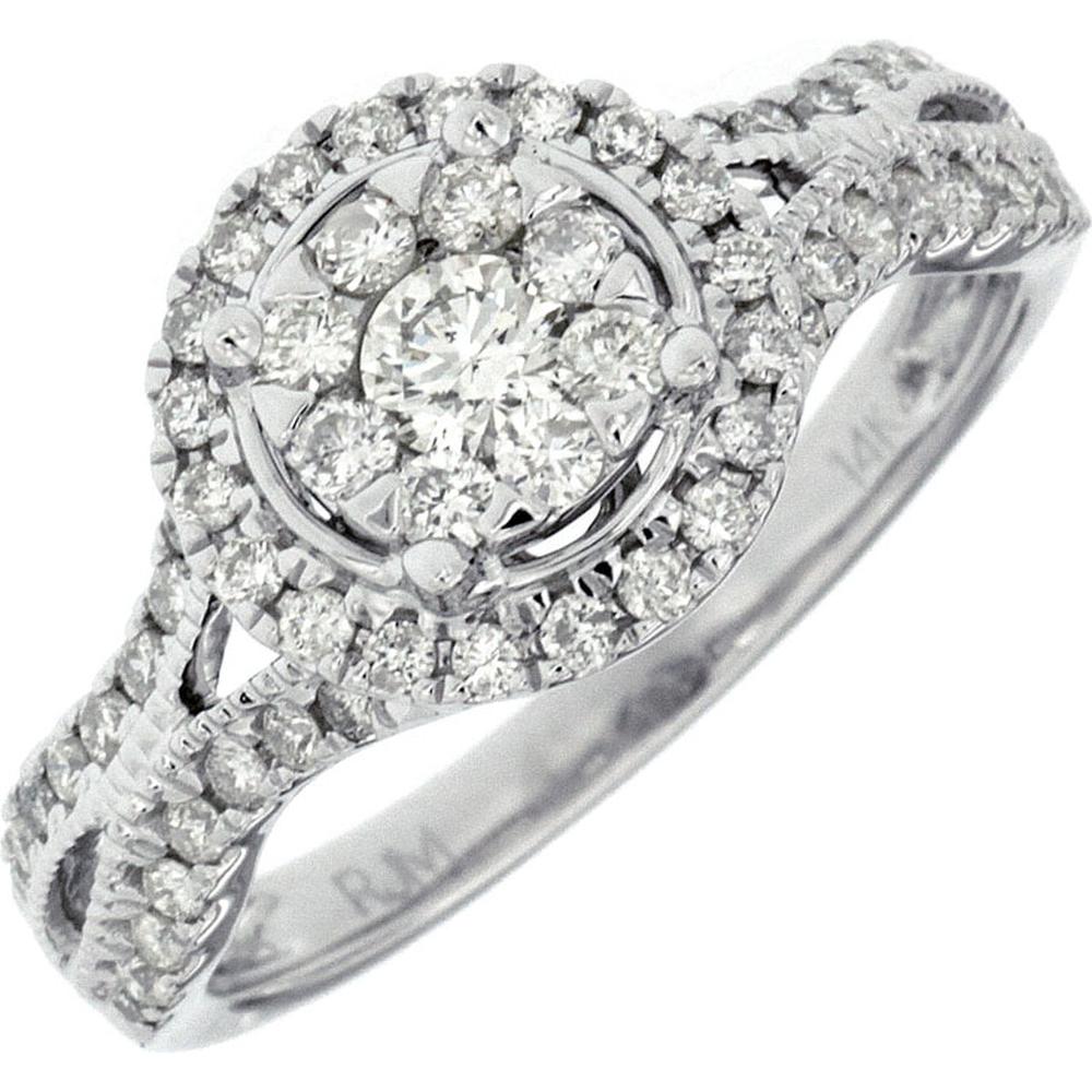 Royal 14K White Gold Round Diamond Engagement Ring - 0.73 Carat Total Diamond Weight