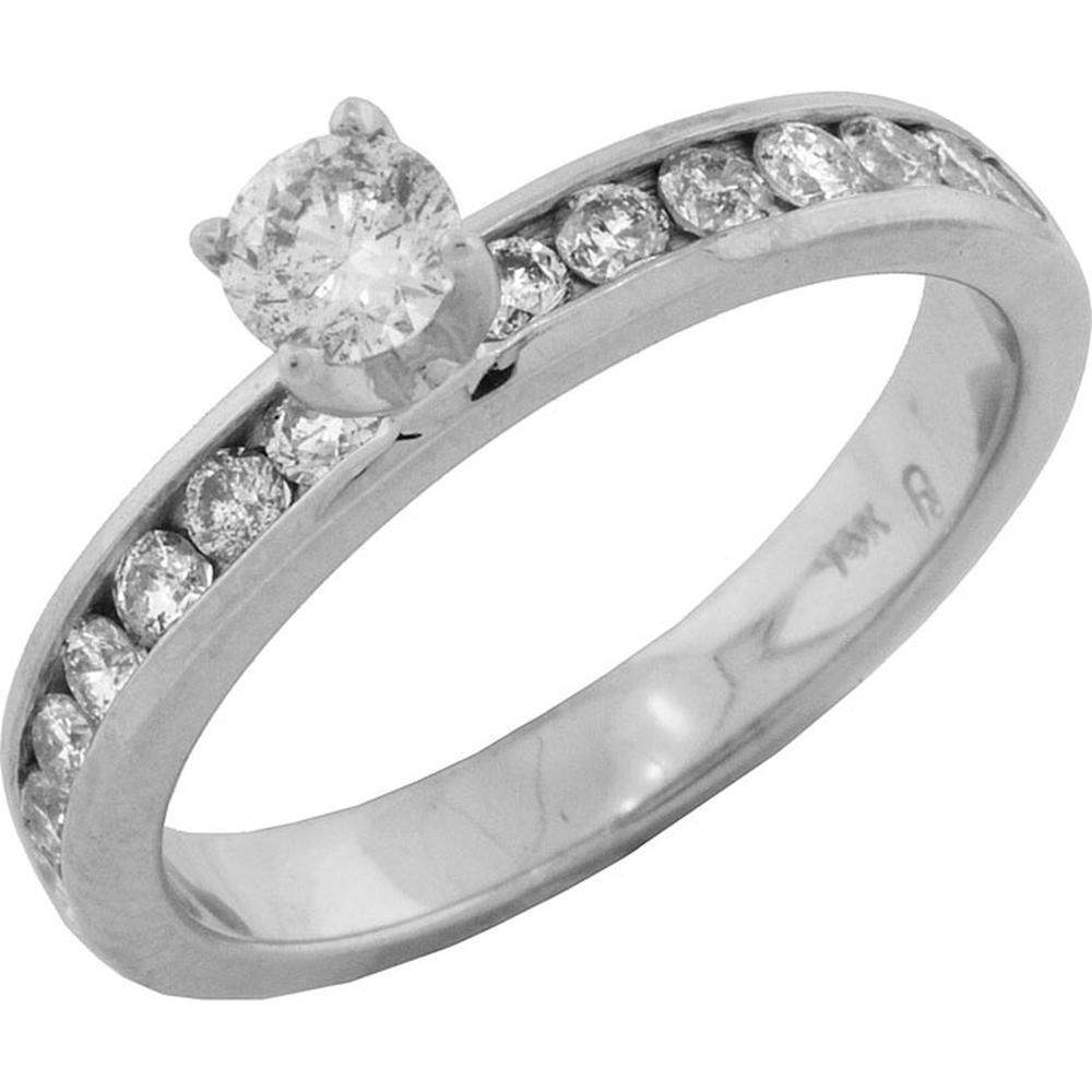 Royal 14K White Gold Round Diamond Engagement Ring - 0.75 Carat Total Diamond Weight