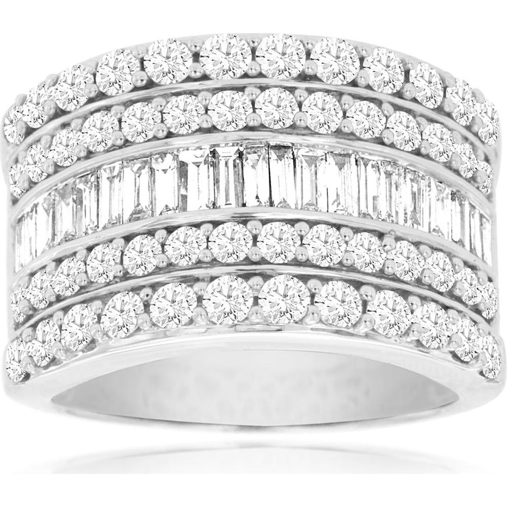 Royal 14K White Gold Round Diamond Ladies Engagement Ring - 2.5 Carat Total Diamond Weight