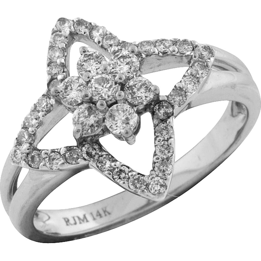 Royal 14K White Gold Round Diamond Ring - 0.58 Carat Total Diamond Weight