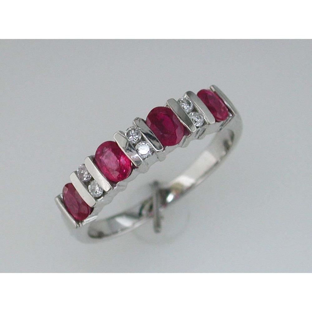 Royal 14K White Gold Ruby and Diamond Band - 1.04 Carat Total Gem Weight