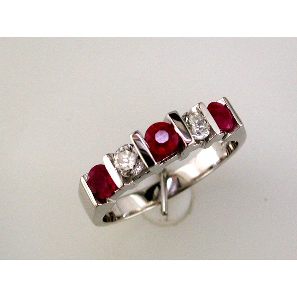 Royal 14K White Gold Ruby & Diamond Band - Elegant Statement of Passion