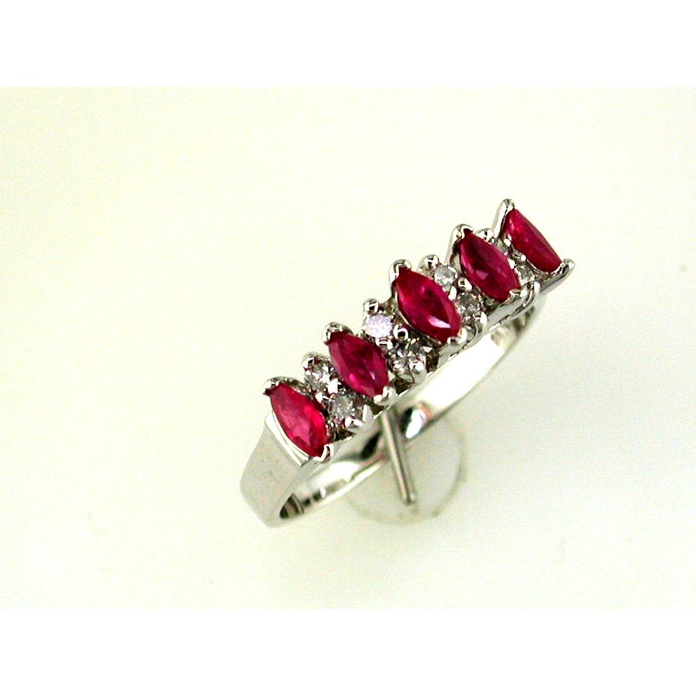 Royal 14K White Gold Ruby & Diamond Band - Timeless Elegance