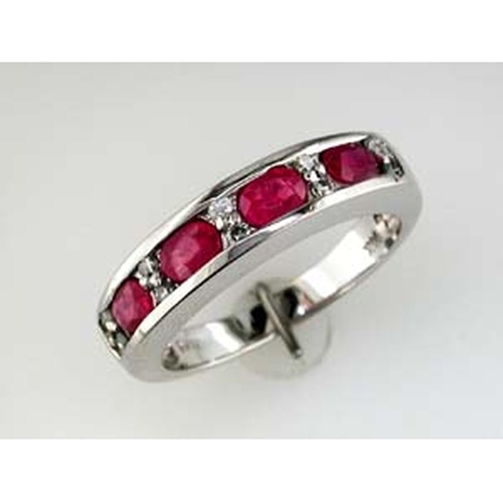 Royal 14K White Gold Ruby and Diamond Band - Timeless Elegance