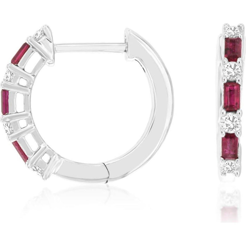 Royal 14K White Gold Ruby & Diamond Earrings - Exquisite Elegance