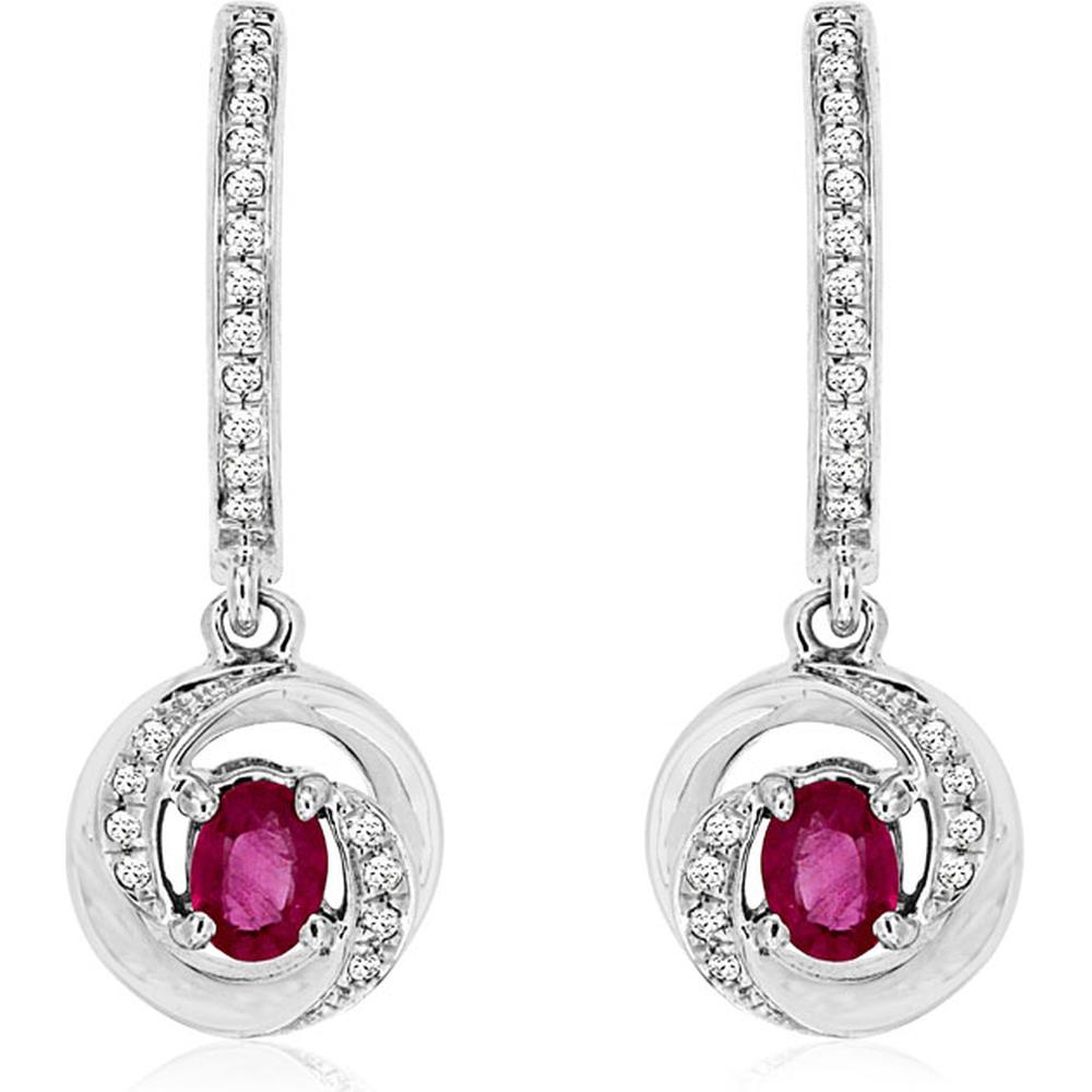 Royal 14K White Gold Ruby & Diamond Earrings - Exquisite Gemstone Jewelry