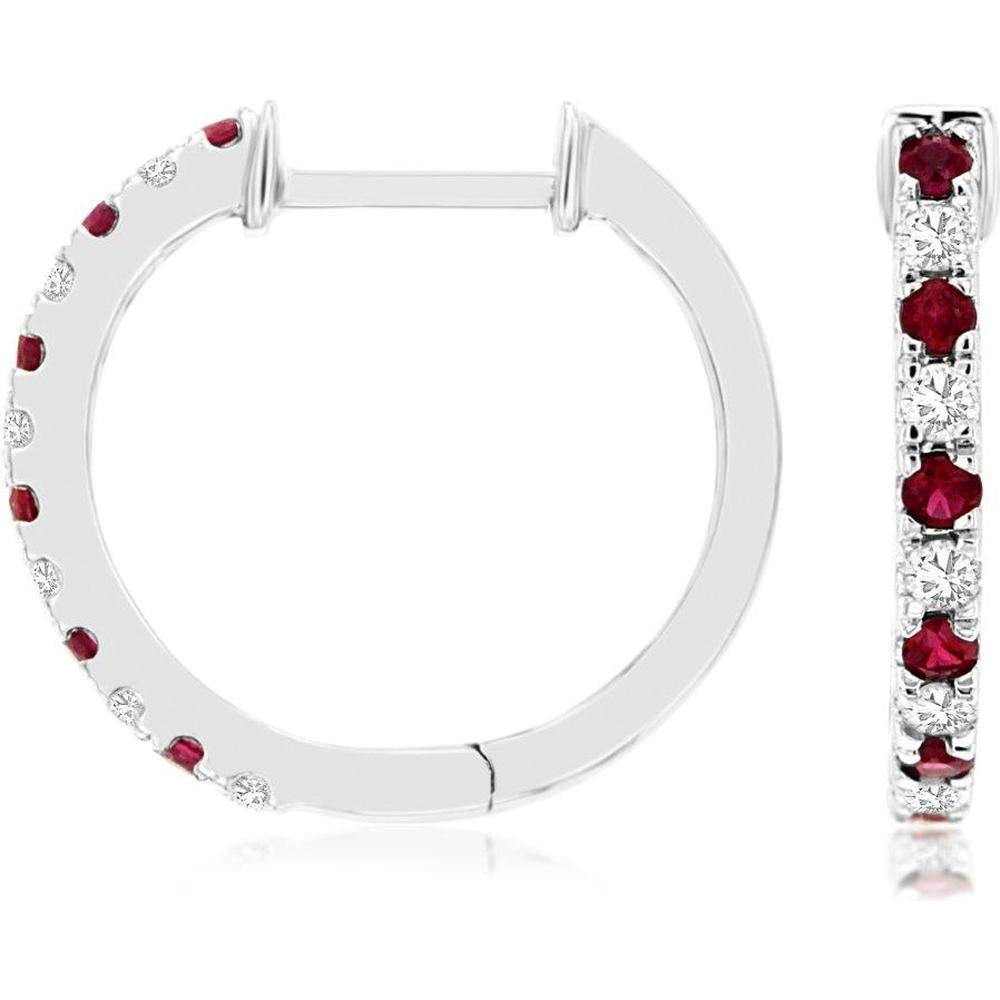 Royal 14K White Gold Ruby & Diamond Earrings - Timeless Elegance