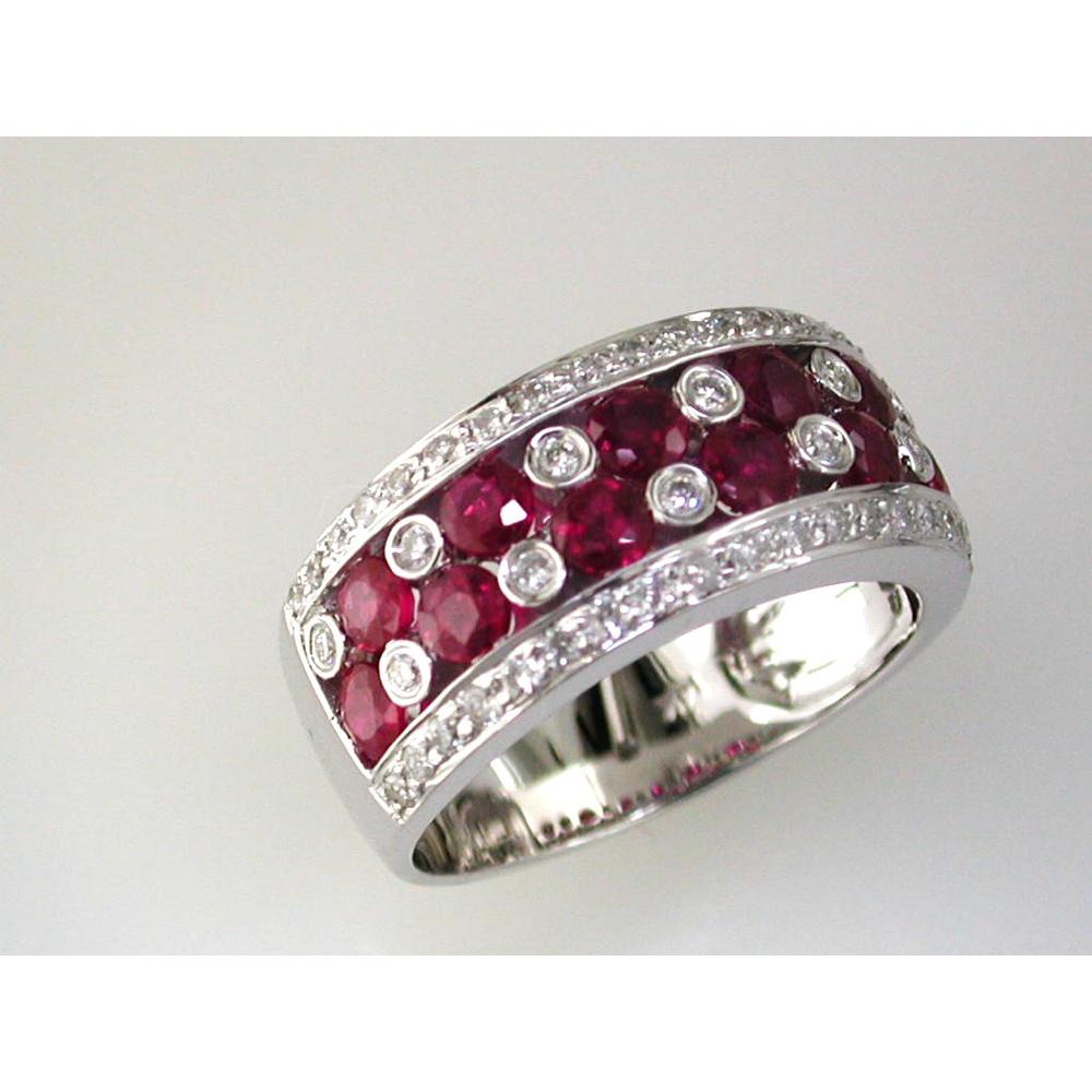 Royal 14K White Gold Ruby and Diamond Engagement Ring - 2.00 Carat Ruby, 0.42 Carat Diamonds