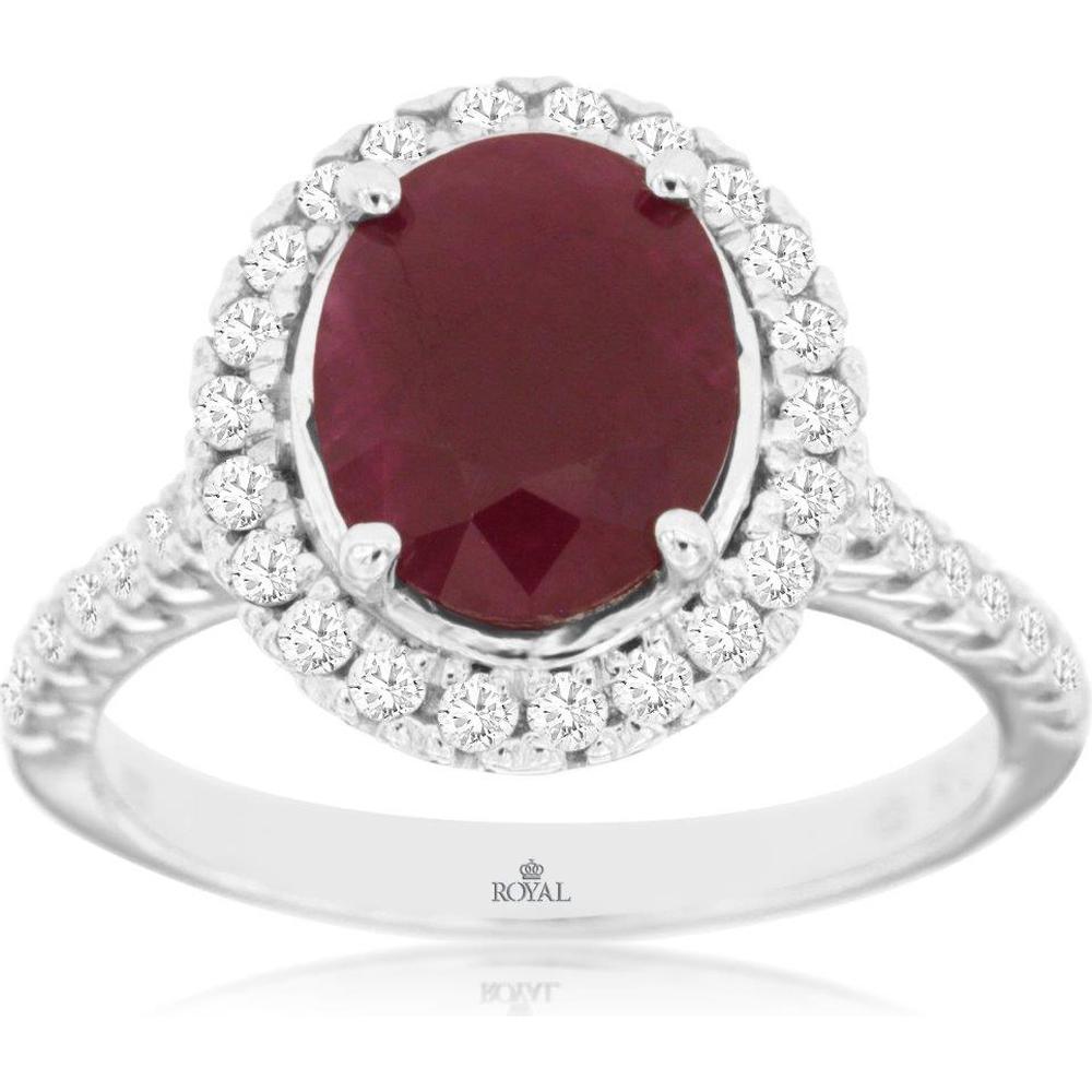 Royal 14K White Gold Ruby & Diamond Jungle Passion Ring - 3.10 Carat Ruby, 0.60 Carat Diamonds