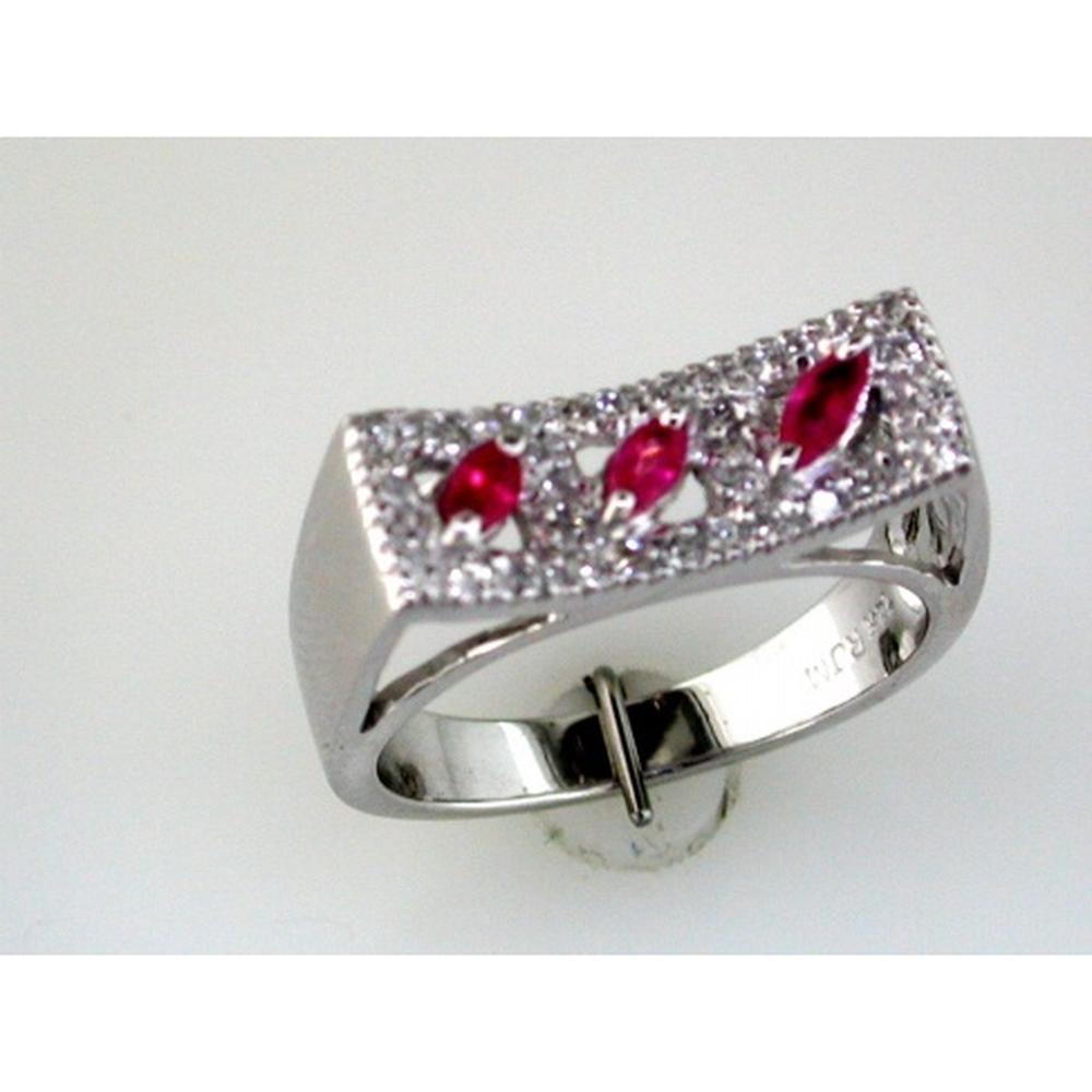Royal 14K White Gold Ruby & Diamond Marquise Ring - 0.23 Carat Ruby, 0.37 Carat Diamond