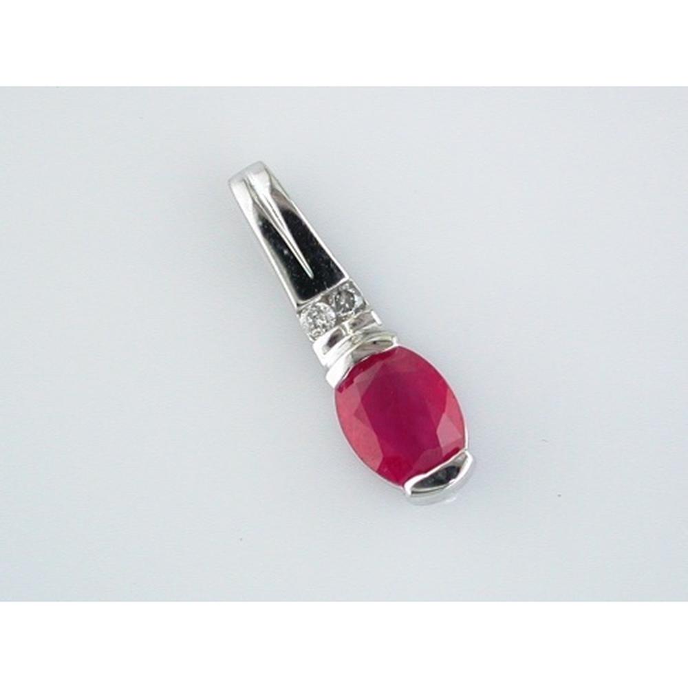 Royal 14K White Gold Ruby & Diamond Pendant - 1.35 Carat Ruby