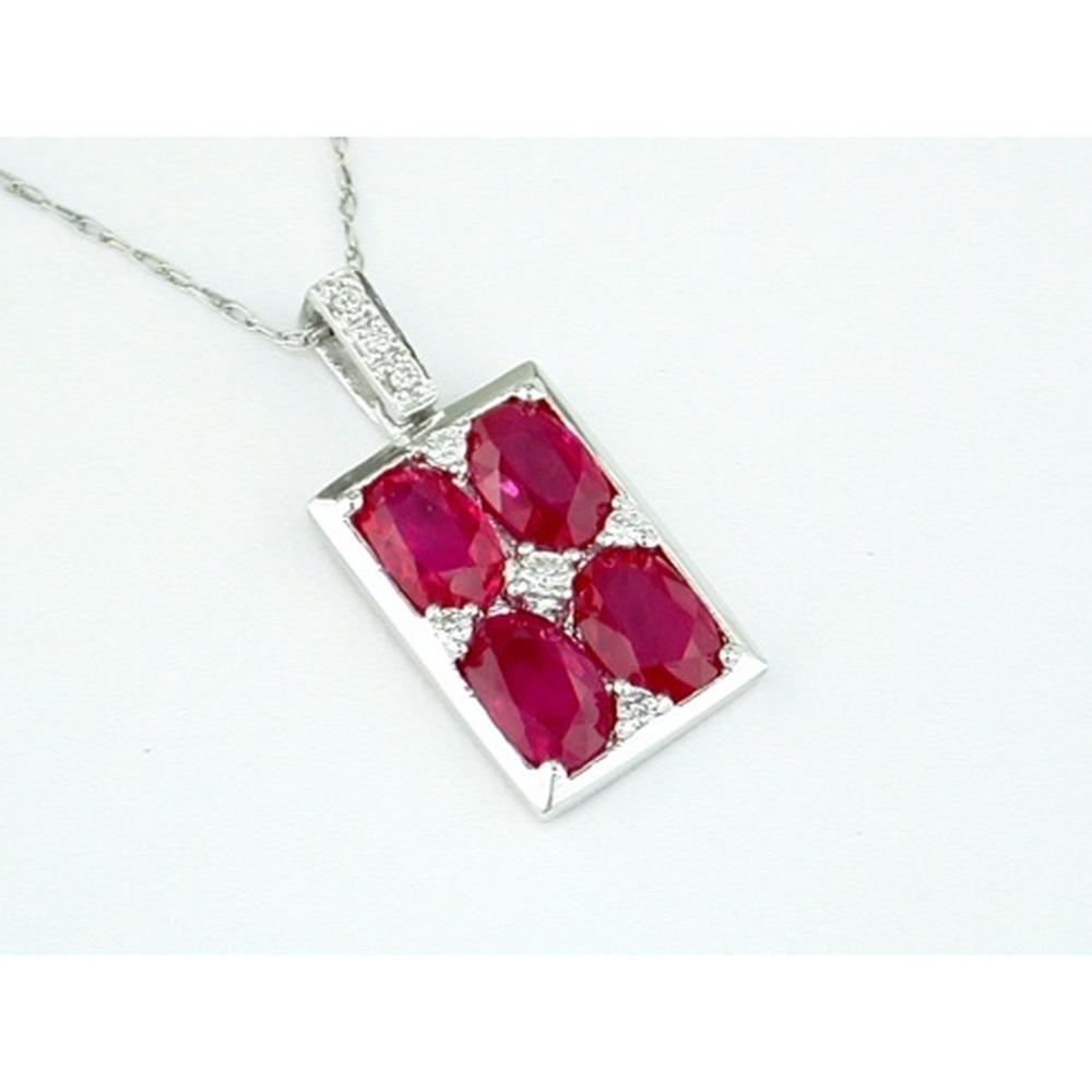 Royal 14K White Gold Ruby & Diamond Pendant - 2.30 Carat Ruby & 0.07 Carat Diamond Total Weight
