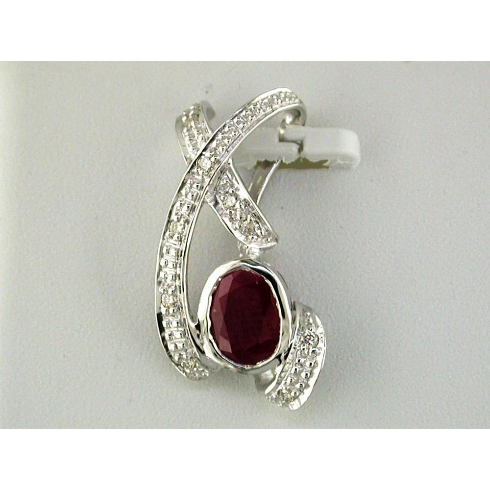 Royal 14K White Gold Ruby & Diamond Pendant - Timeless Elegance & Passion