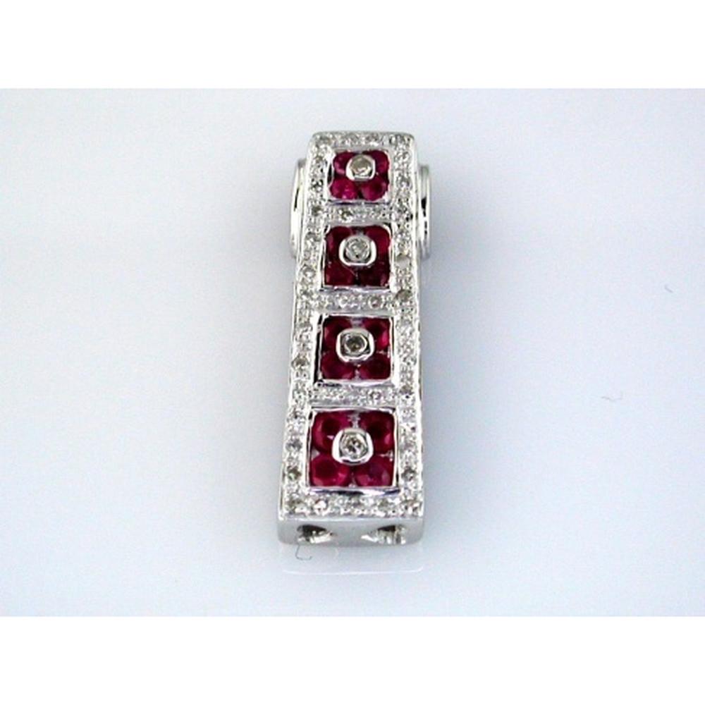 Royal 14K White Gold Ruby & Diamond Pendant - Timeless Elegance